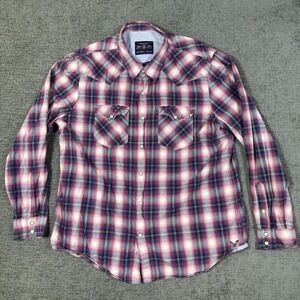 American Eagle Outfitters Shirt Men's 2XL Pearl Snap Plaid Vintage Fit‎ Red